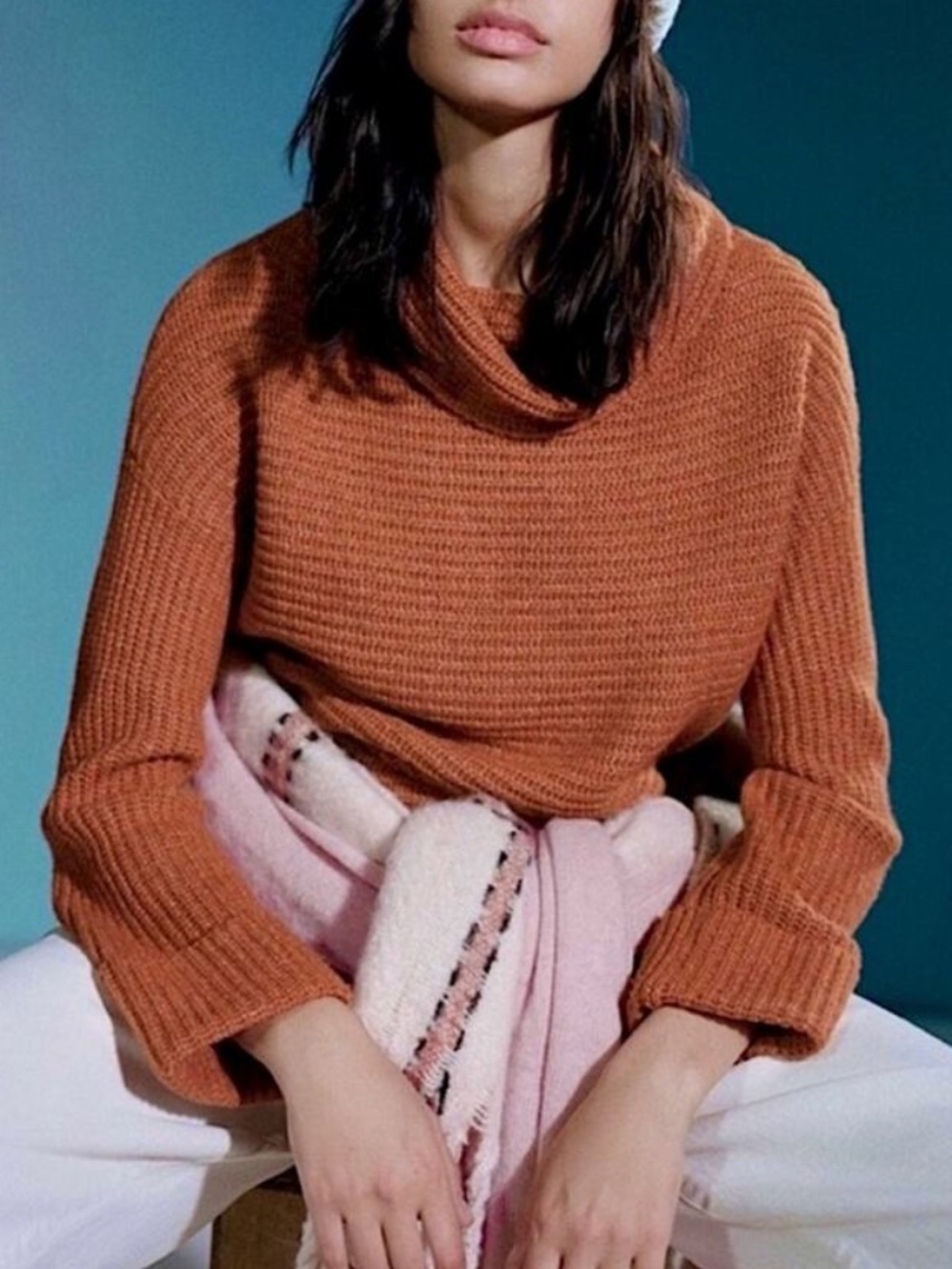 Anthropologie Pilcro Cowl Neck Ribbed Sweater